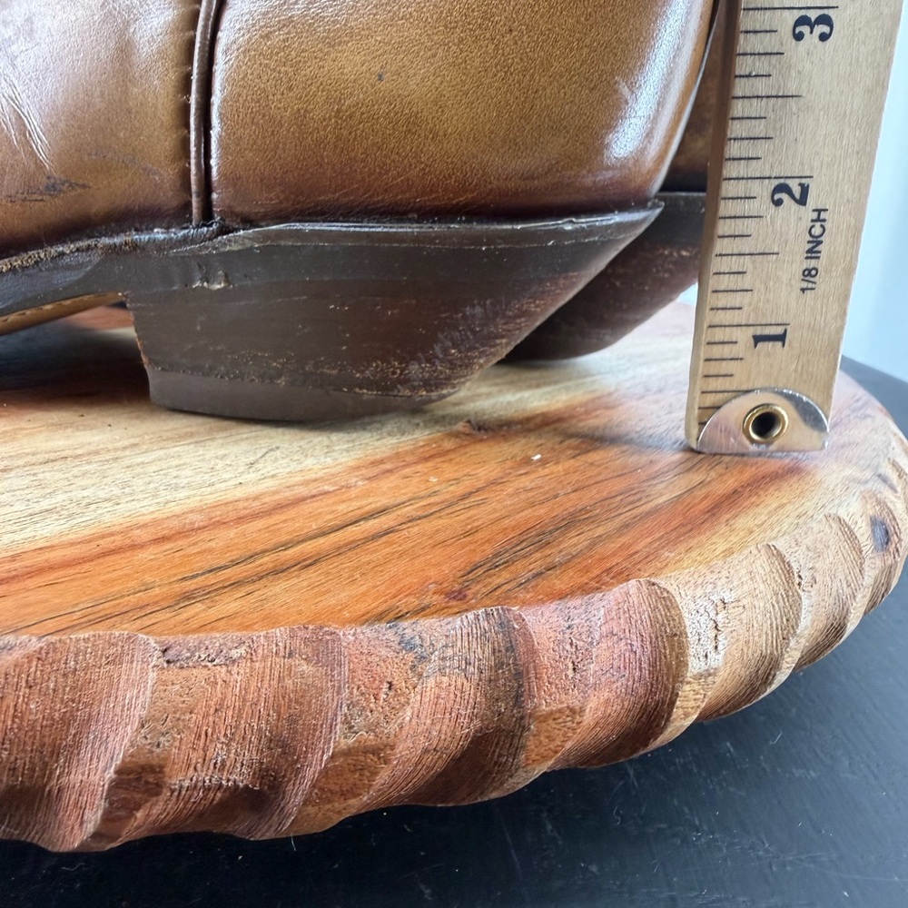 vintage flower inlay ankle western boots brown leather short cowgirl boho sz 7.5 - Picture 10 of 10